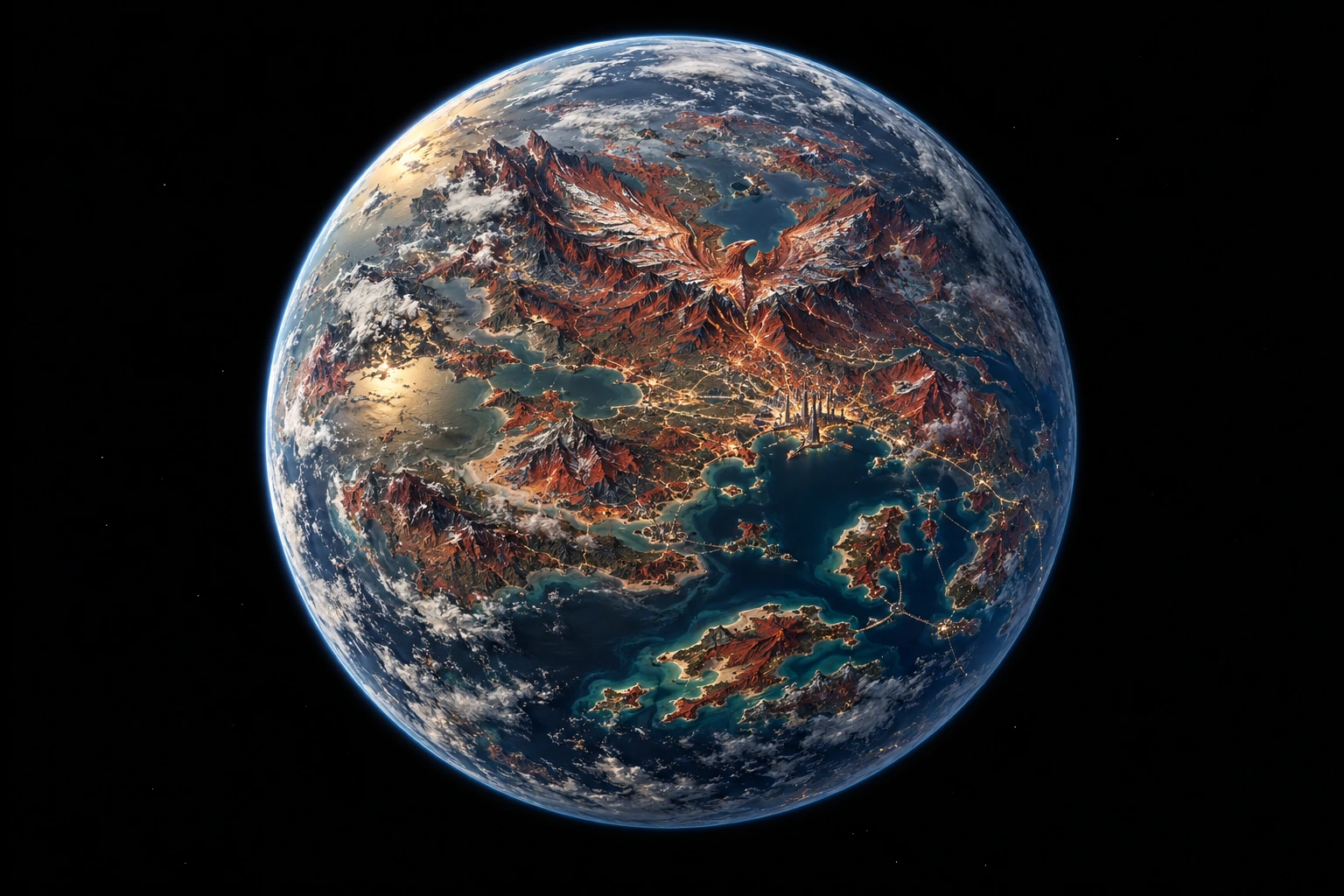 Firehaven, a detailed fictional planet inspired by Pontiac