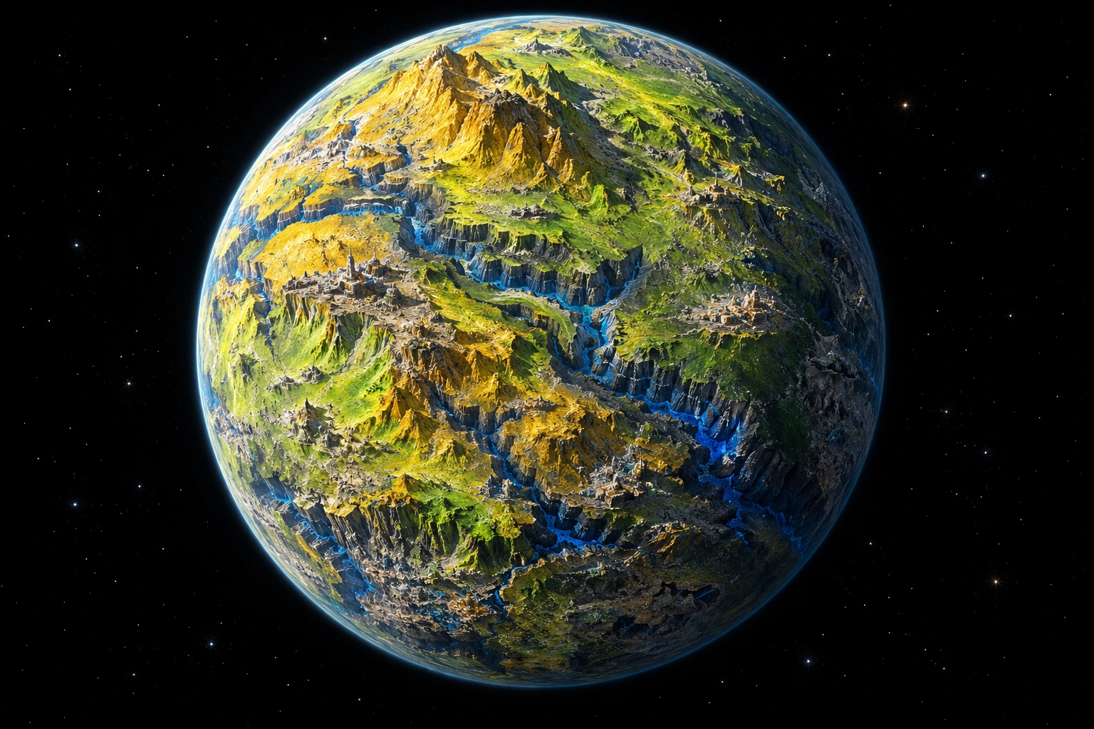 Swiftara, a detailed fictional planet inspired by Suzuki