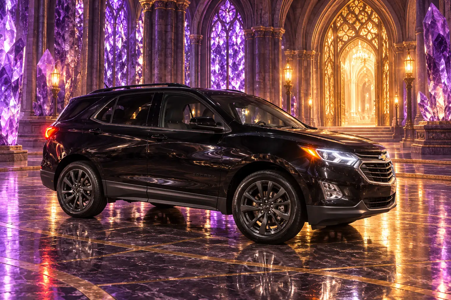 Donna’s black Equinox at the amethyst cathedral